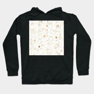 Elegant Gold Roses Floral Line art Hoodie